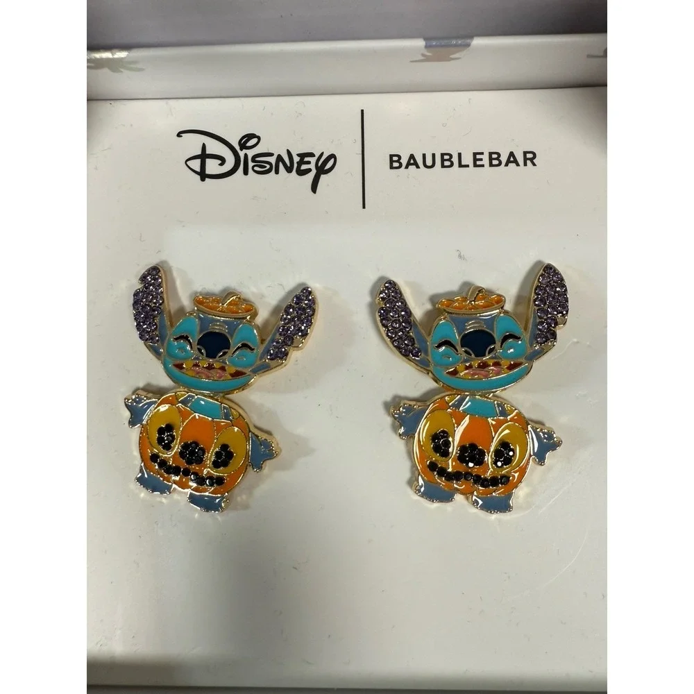 Disney Baublebar Stitch Halloween Pumpkin Earrings New in Box